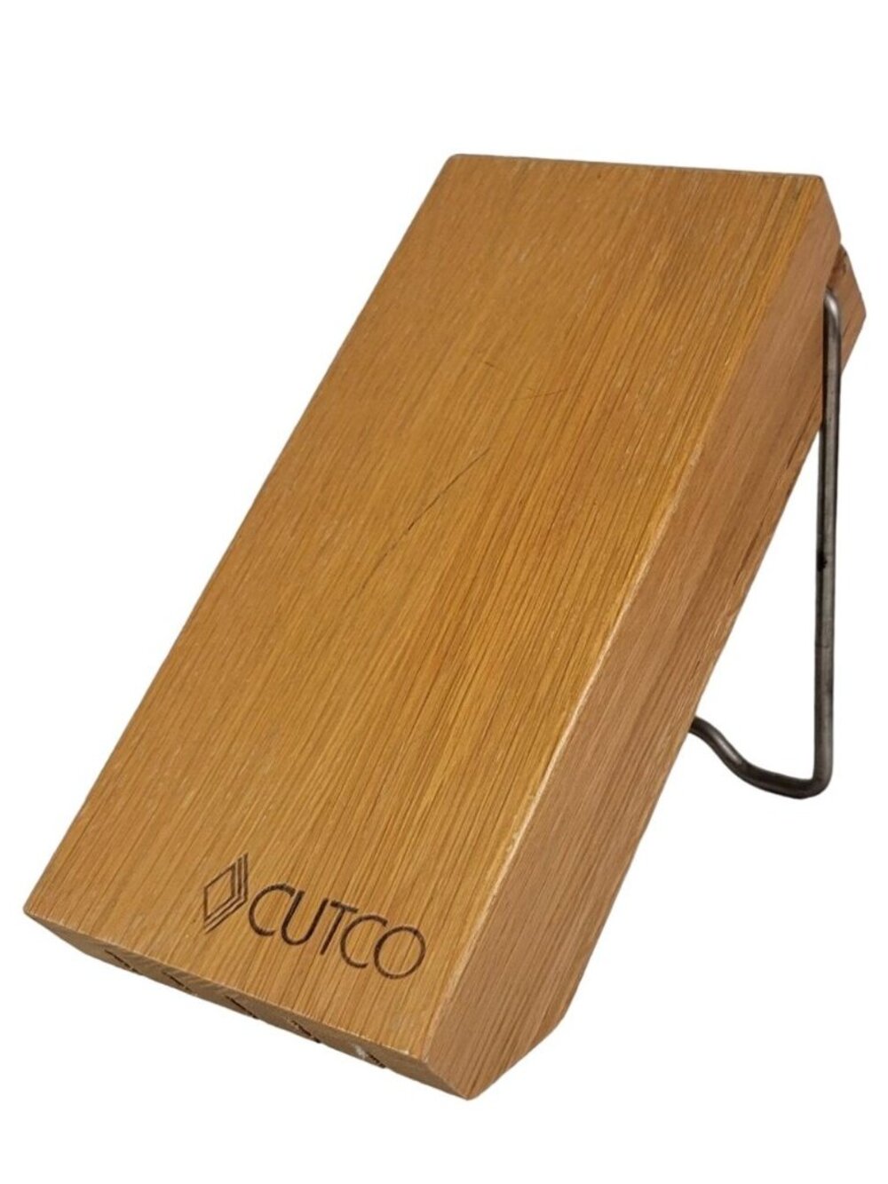 Cutco Space Saver 5 Slot Wood Knife Block Only Metal Bar Stand Honey Oak #1746